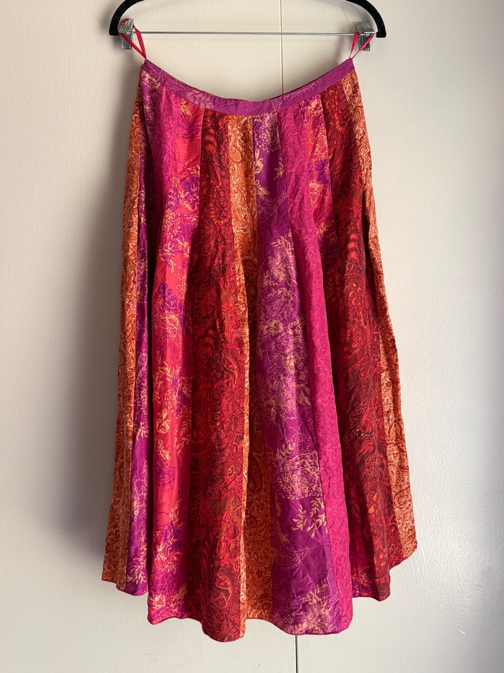 Banana Republic 100% Silk Boho Patchwork Maxi Skirt Women's Size 0